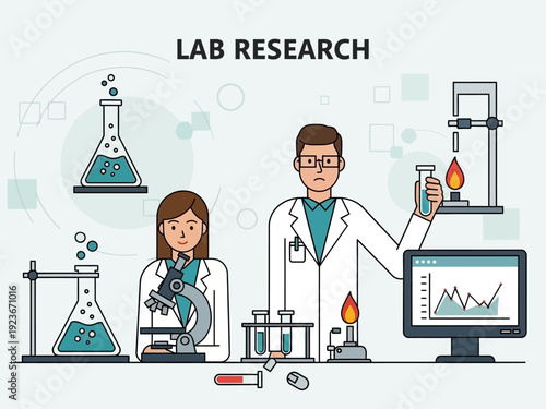 Scientists conducting lab research with equipment and experiments.