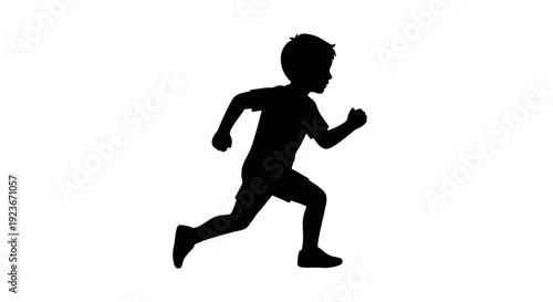 A silhouette of a boy running fast outside in the daytime byo