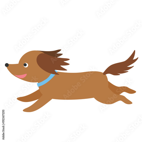 llustration of a Running Brown Dachshund