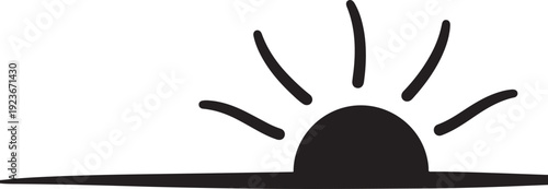 Simple black sun rising over the horizon illustration