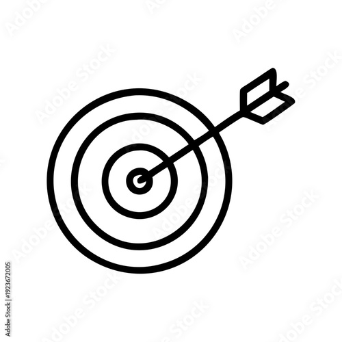 Target with arrow icon representing success goal achievement and focus aim strategy planning char