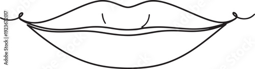 Close-up line art illustration of human lips, showing the gentle curve of the upper and lower lip with subtle detail