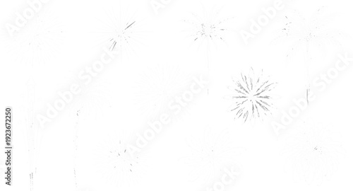 Fireworks burst collection line art celebration vector illustration isolated background