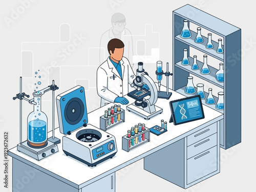 Scientist working in a modern laboratory with advanced equipment.