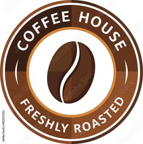 A logo for a coffee house with a freshly roasted coffee bean design