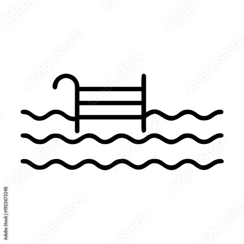 Swimming pool ladder icon vector design, summer vacation, water safety, pool access, swim equipment design