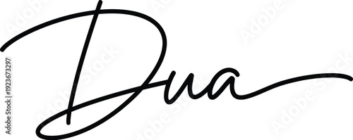 A elegant signature of the name Dua in black cursive font on a white background