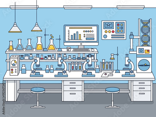 Modern Science Laboratory Equipment and Research Tools.