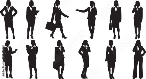 silhouettes of people working group of standing business people vector eps 10