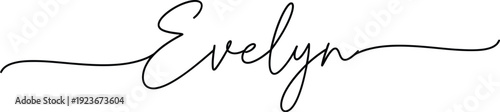 A beautiful and elegant signature of the name Evelyn in black ink