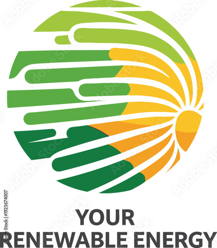 A logo for a renewable energy company with a green and yellow design