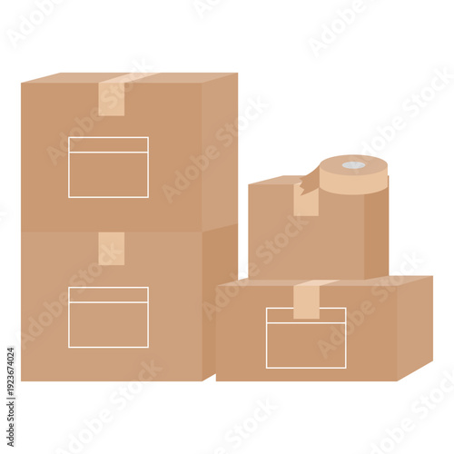 茶色い段ボールのイラスト