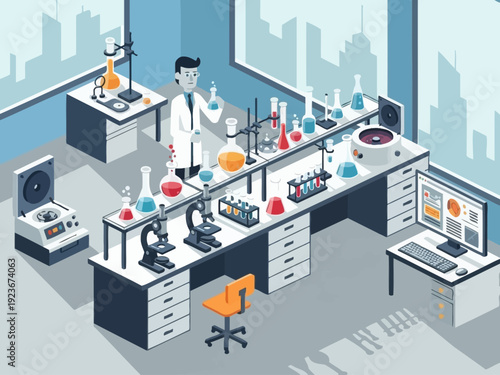 Scientist working in a modern laboratory with advanced equipment.