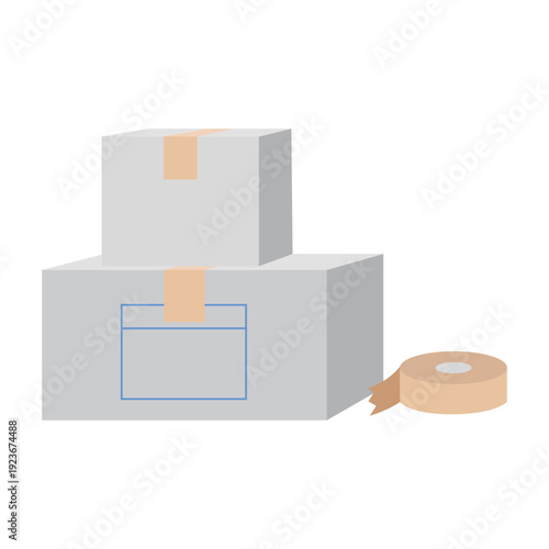 白いダンボールのイラスト