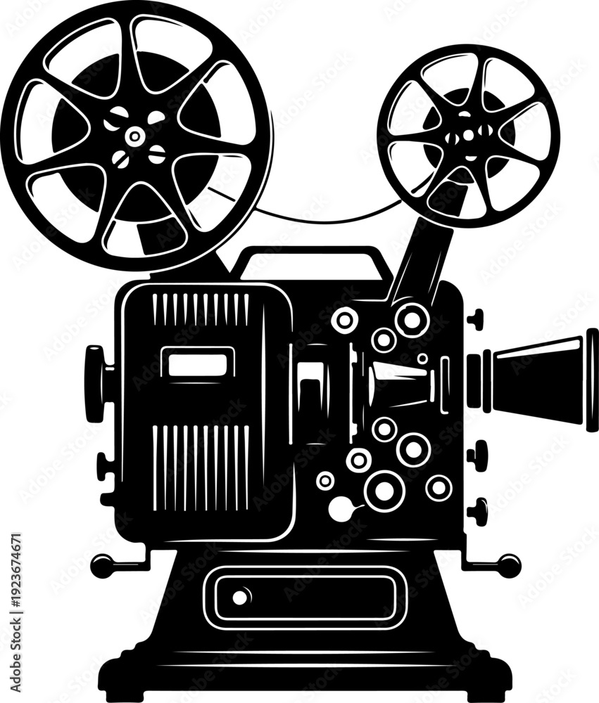 Naklejka premium Film projector silhouette vector illustration