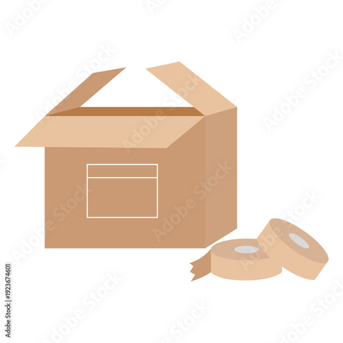 茶色い段ボールのイラスト