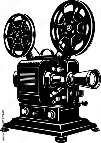Film projector silhouette vector illustration