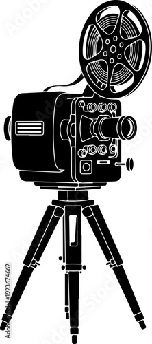 Film projector silhouette vector illustration
