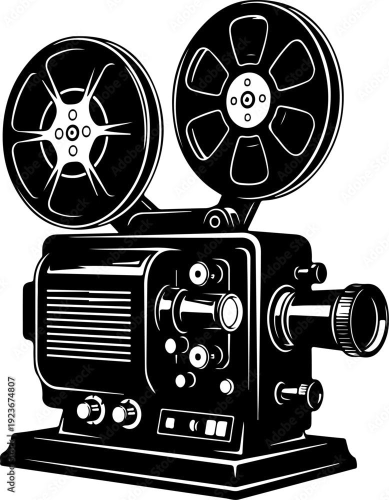 Naklejka premium Film projector silhouette vector illustration