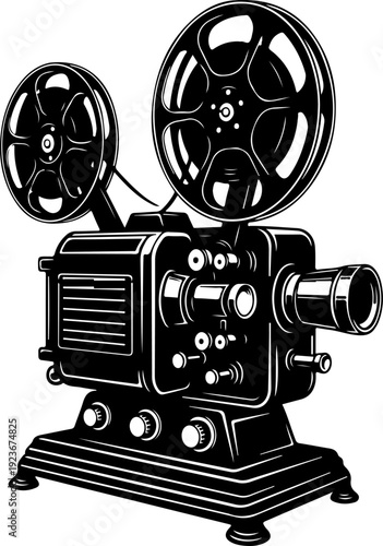 Film projector silhouette vector illustration