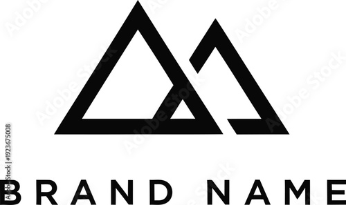 A minimalist logo design featuring a geometric triangle symbol and brand name text
