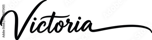 The elegant name Victoria written in black cursive script on a white background