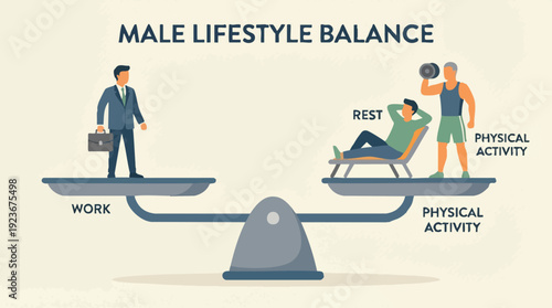 Male Lifestyle Balance Between Work and Physical Activity.