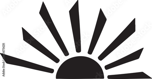 Simple black sun icon on white background graphic design