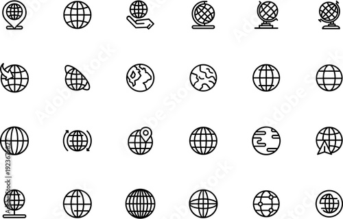 globe world icon set.eps