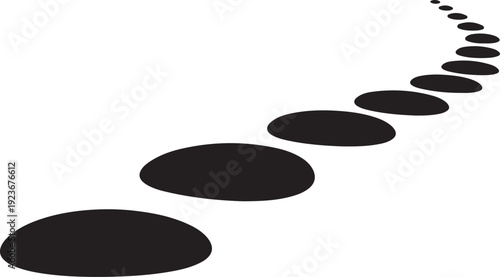 Black stepping stones on white background for business concept