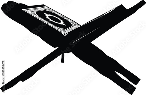 Black and white image of a masonic apron with an eye of providence