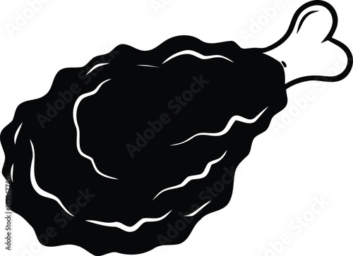 A black silhouette of a chicken leg with bone