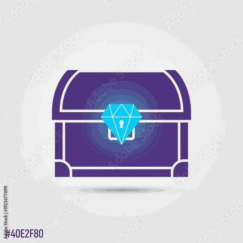 Digital illustration of a treasure chest with a glowing diamond emblem.