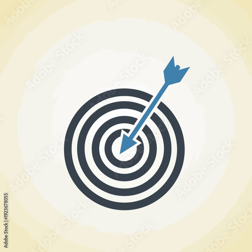 Target with an arrow hitting the bullseye in a concentric circle pattern.