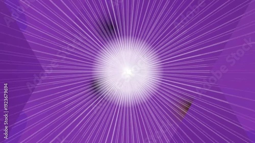 Vibrant purple background with white light rays emanating from center