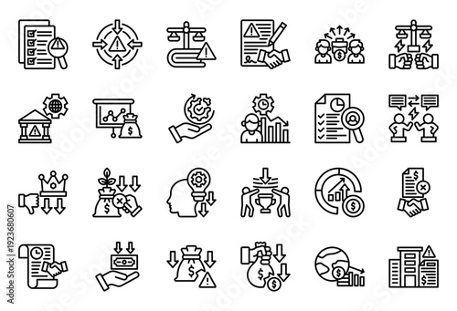 Risk Assessment Icon Collection Set. Clean Outline Icon Vector Illustration.