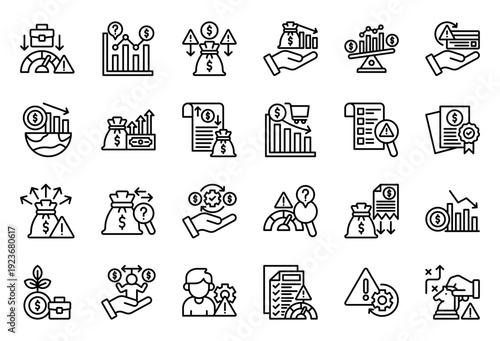 Busines Risk Icon Collection Set. Clean Outline Icon Vector Illustration.