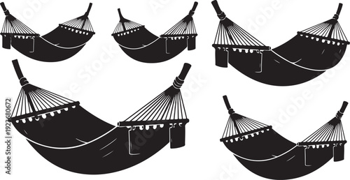 Set of hammocks in different positions and angles illustration