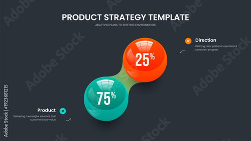 Market Solution Frame Layout Vector Illustration. Elegant Briefing 2 Element Chart Presentation Design. Medical Report Two Step Graph Slide Template.