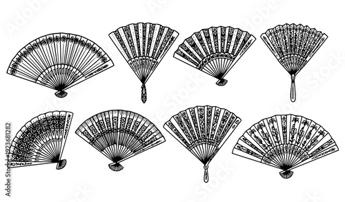 Hand fan vector illustration hand drawn for print and clipart