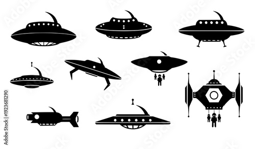 Minimal alien UFO vector illustration clipart for print and design