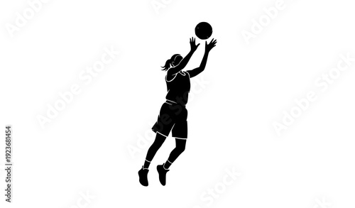 Minimal female basketball player vector illustration clipart for print and design