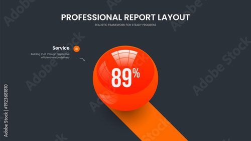 Clean Analysis One Element Chart Slideshow Design. Product Performance 1 Option Diagram Frame Template. Digital Strategy Presentation Layout Vector Illustration.