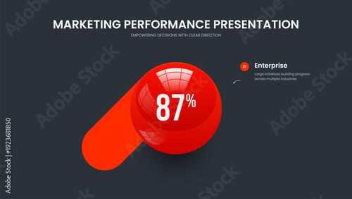 Visual Planning Frame Template Vector Illustration. Market Briefing One Option Chart Slide Layout. Modern Overview 1 Element Graph Slideshow Design.