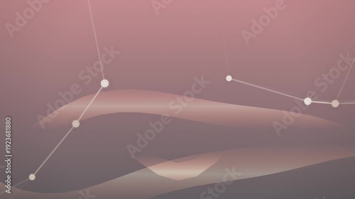 Abstract pink background with connected white dots and wavy lines