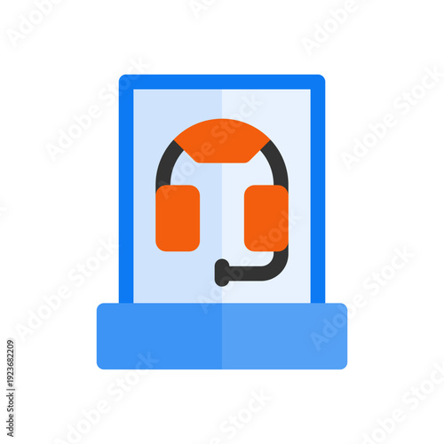interpreter booth flat icon illustration