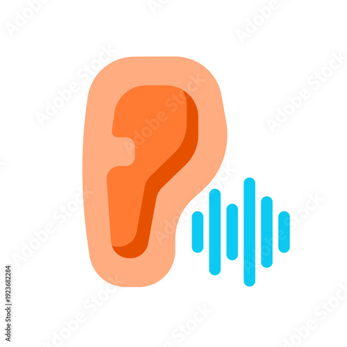 listening audio flat icon illustration