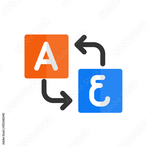 translation english to arabic flat icon illustration
