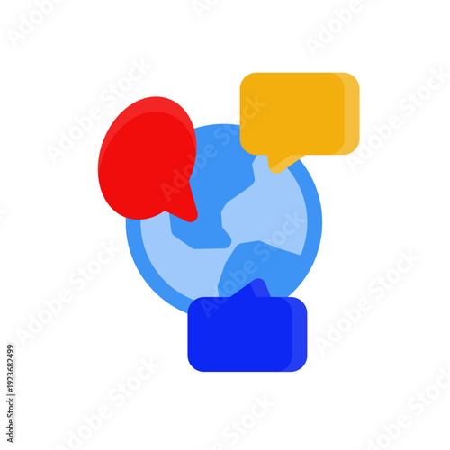 world languages flat icon illustration
