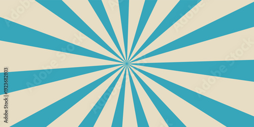 Retro vintage spiral wavy sun rays, blue background pattern, radial spiral stripes, comic ray stripes, grunge texture, circus, carnival, summer background, vector illustration.